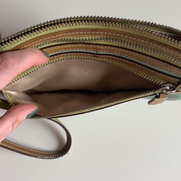 Coach Blue/Green Leather Wristlet - Picture 4 of 5